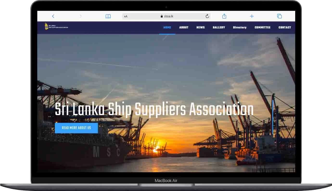 Homepage of the Sri Lanka Ship Suppliers Association website developed by ITSOFT SOLUTIONS.